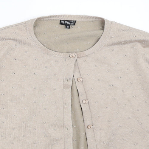 Hepburn Womens Beige   Cardigan Jumper Size M