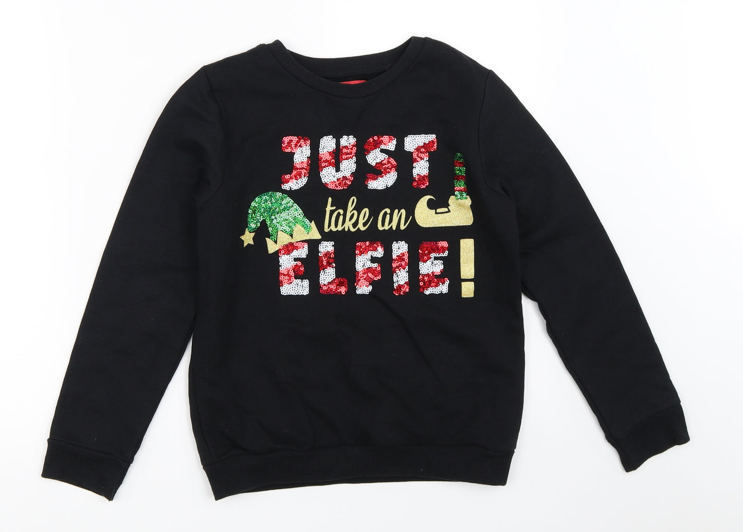 Primark Girls Black   Pullover Sweatshirt Size 9-10 Years  - christmas