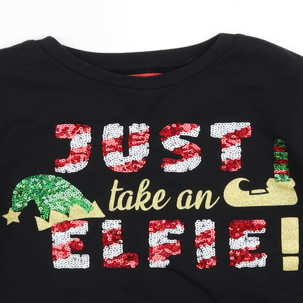 Primark Girls Black   Pullover Sweatshirt Size 9-10 Years  - christmas
