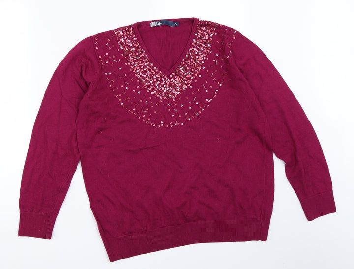 Isle Womens Purple   Pullover Jumper Size M