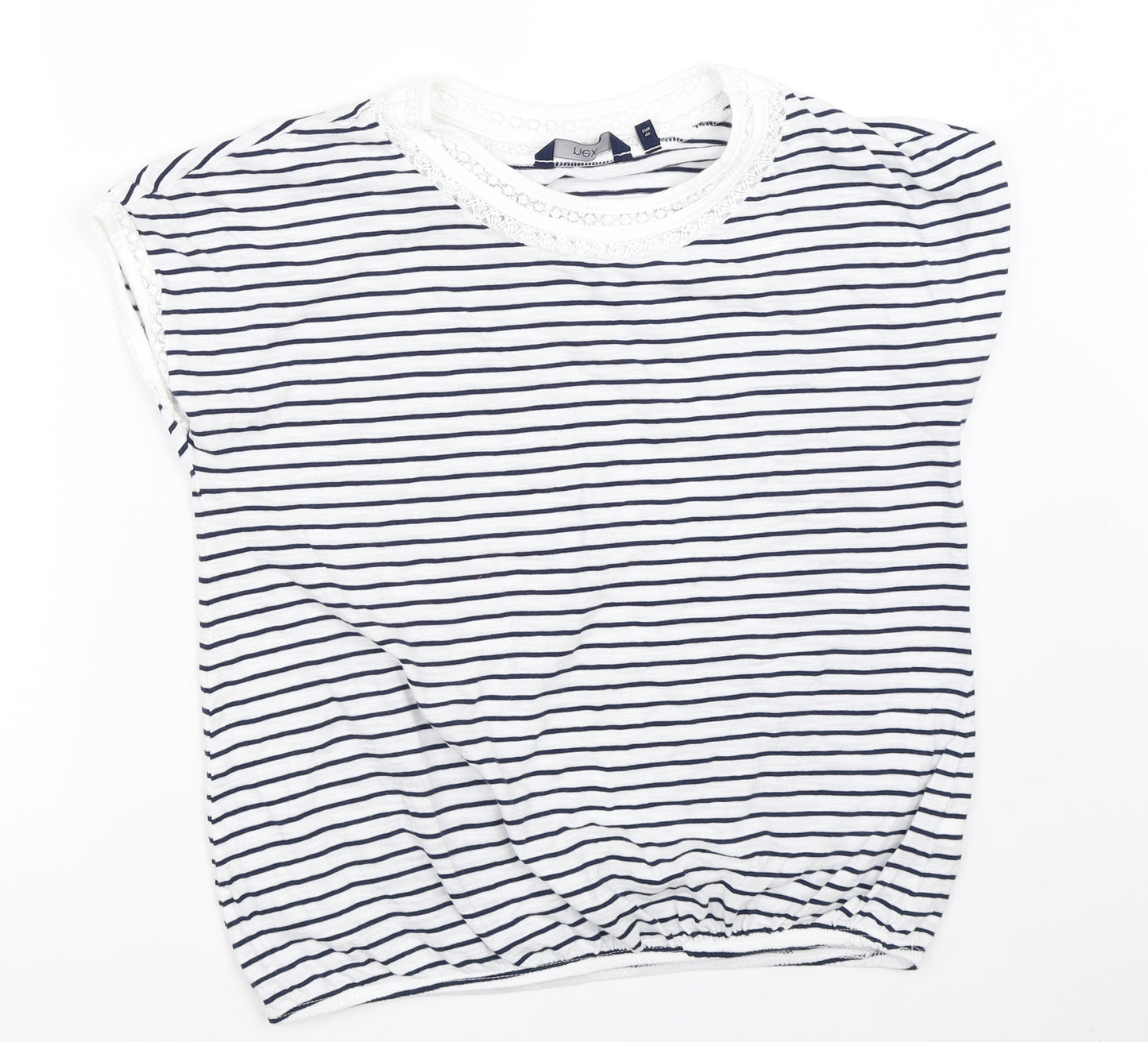 NEXT Womens White Striped  Basic T-Shirt Size 12