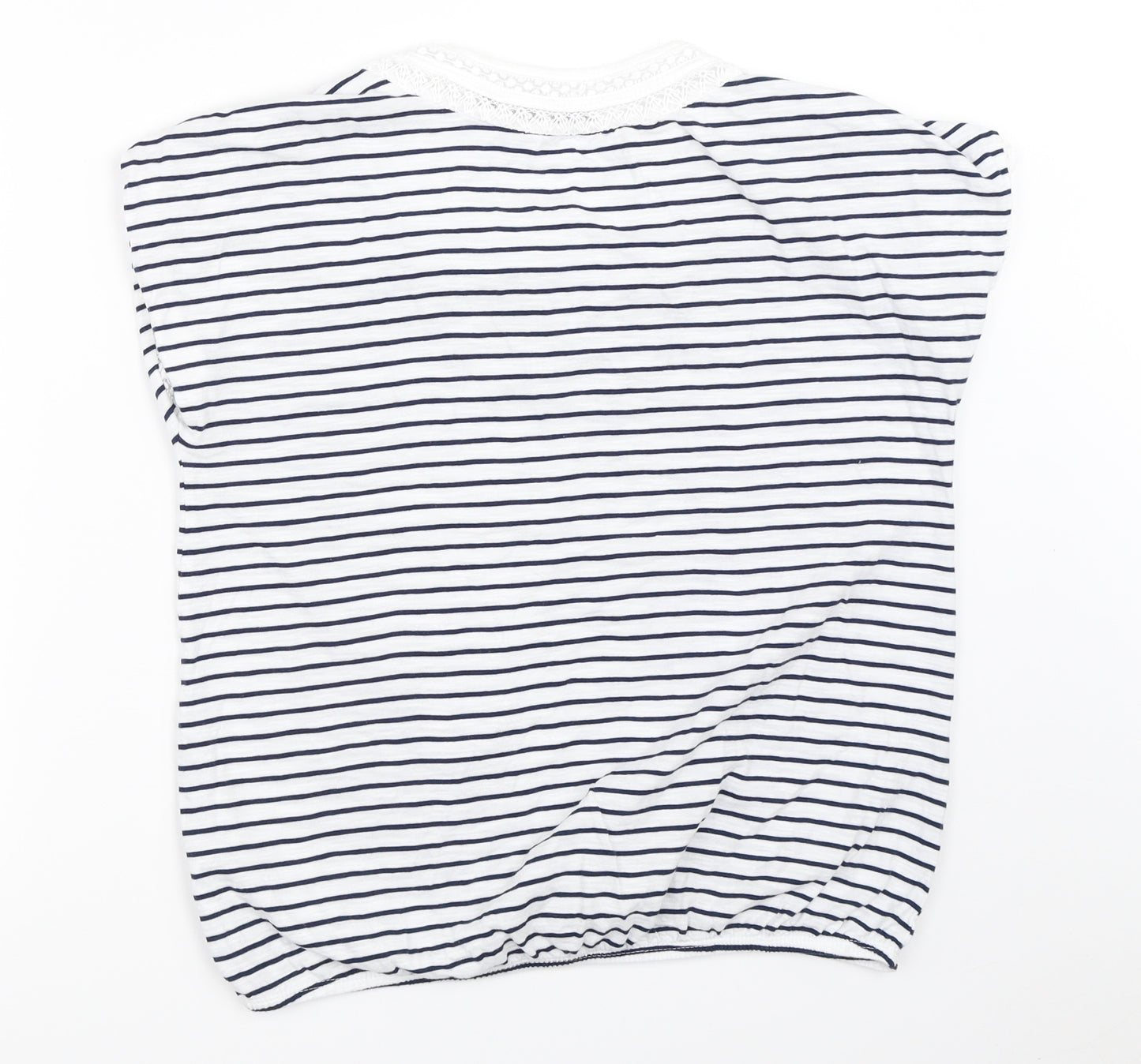 NEXT Womens White Striped  Basic T-Shirt Size 12