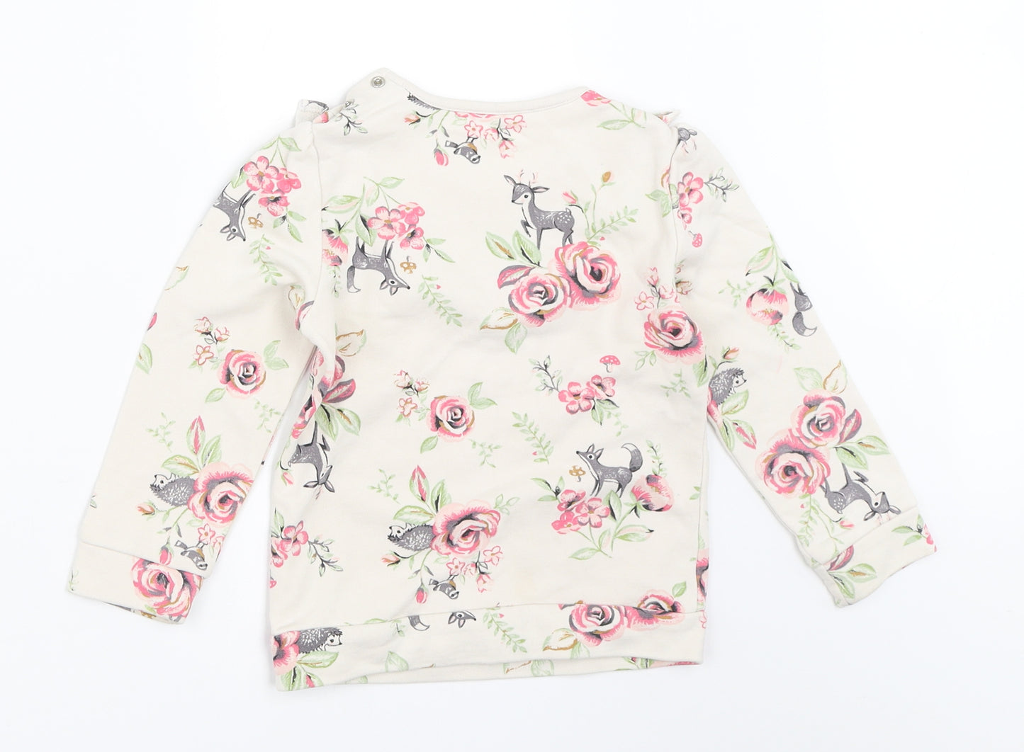 Nutmeg Girls Beige Floral  Pullover Sweatshirt Size 2-3 Years