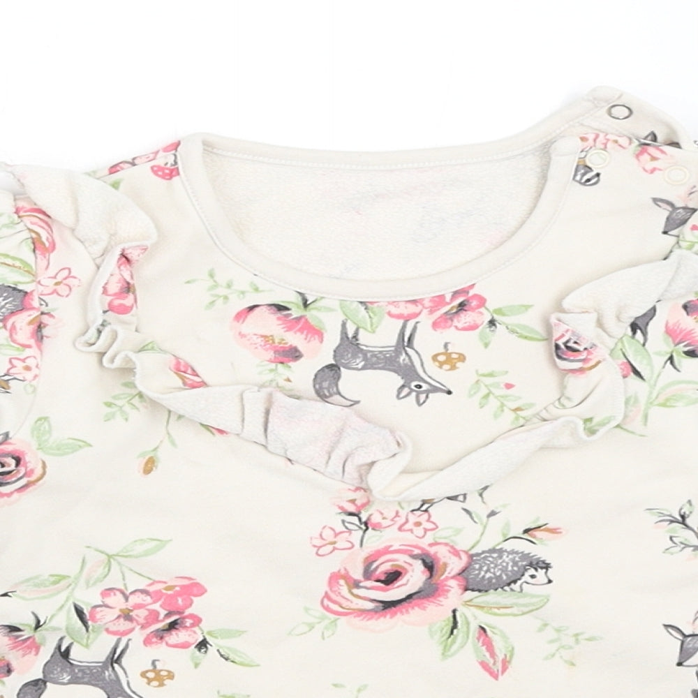 Nutmeg Girls Beige Floral  Pullover Sweatshirt Size 2-3 Years