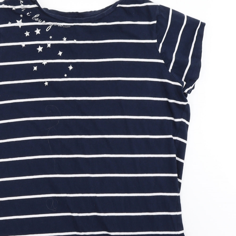 F&F Womens Blue Striped  Top Pyjama Top Size 12