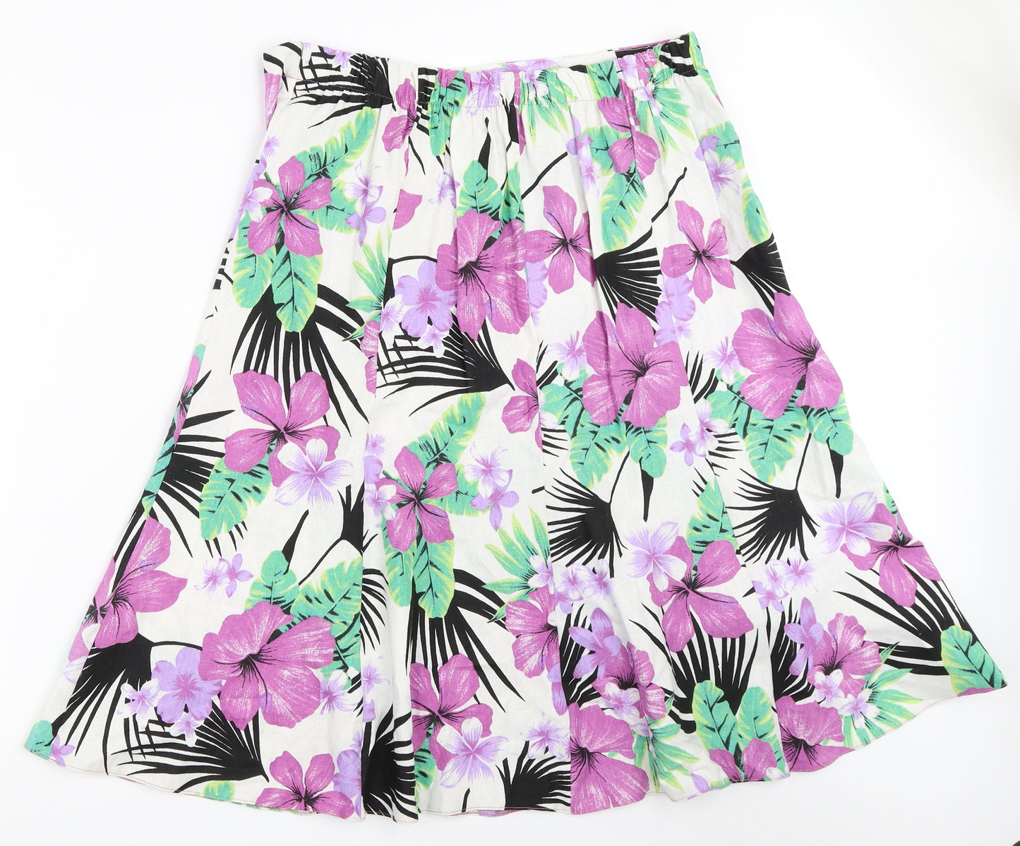 Preworn Womens White Floral  Flare Skirt Size 16