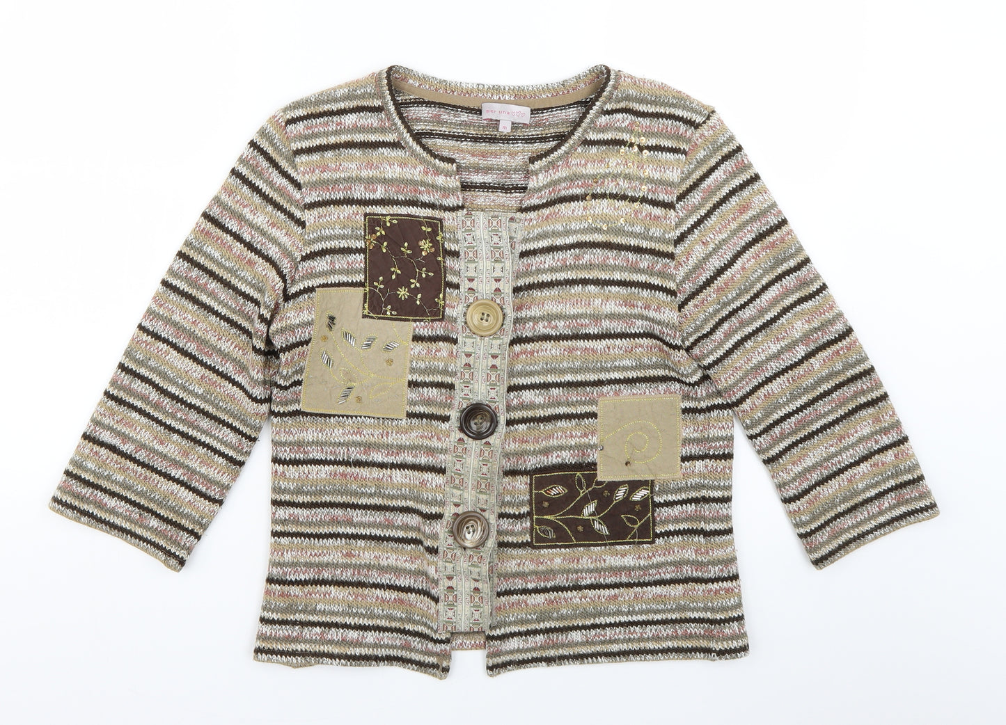 Per Una Womens Multicoloured Striped  Cardigan Jumper Size M
