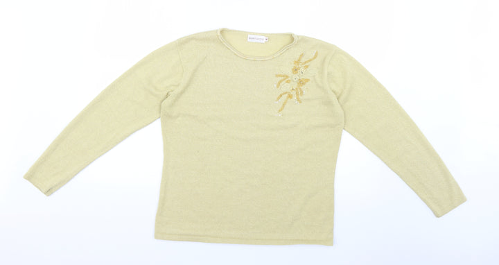 bonmarche Womens Beige Floral  Pullover Jumper Size M