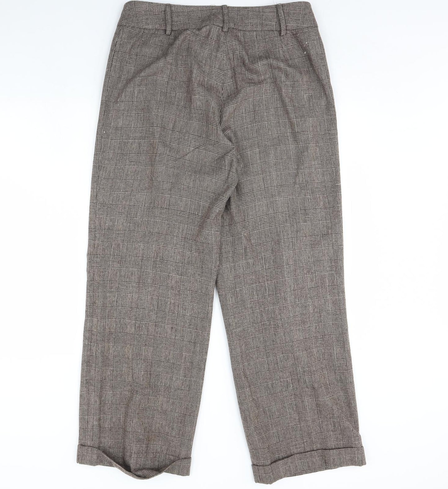 EAST Womens Brown Check  Trousers  Size 14 L30 in