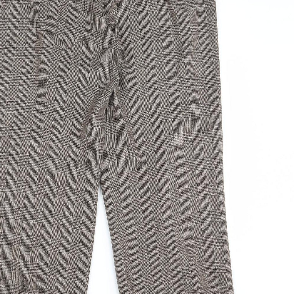 EAST Womens Brown Check  Trousers  Size 14 L30 in