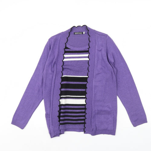 Envy Womens Purple Striped  Pullover Jumper Size S