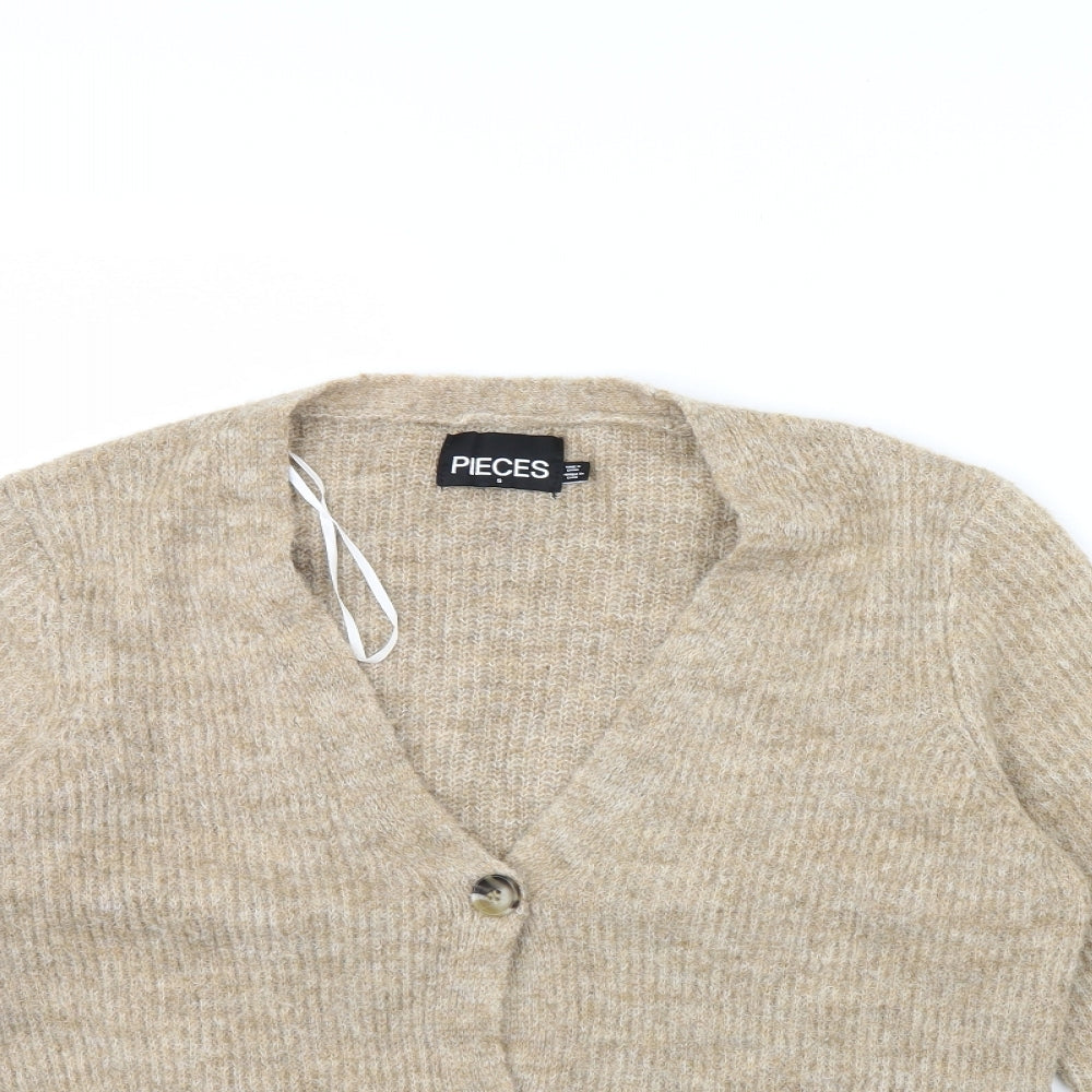 Pieces Womens Beige   Cardigan Jumper Size S