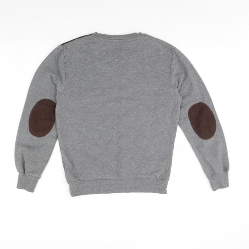 Blue Inc Mens Grey   Pullover Jumper Size XS  - Elbow pads