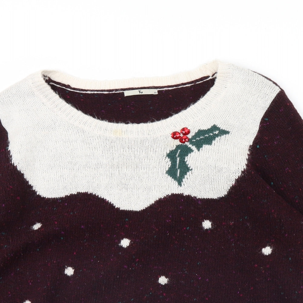 TU Womens Purple   Pullover Jumper Size 22  - Christmas jumper
