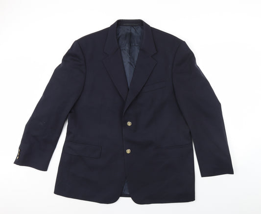 Front view of Preworn women’s blue jacket blazer, size UK 48, - shoulder pads