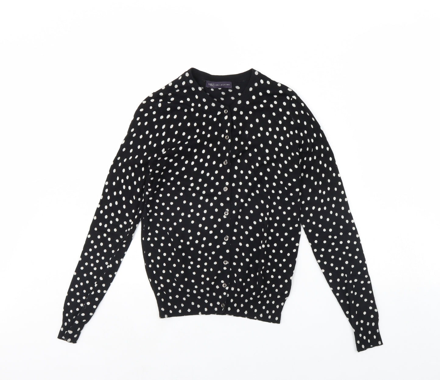 M&S Womens Black Polka Dot  Cardigan Jumper Size 10