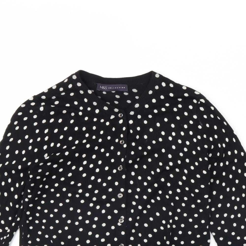 M&S Womens Black Polka Dot  Cardigan Jumper Size 10