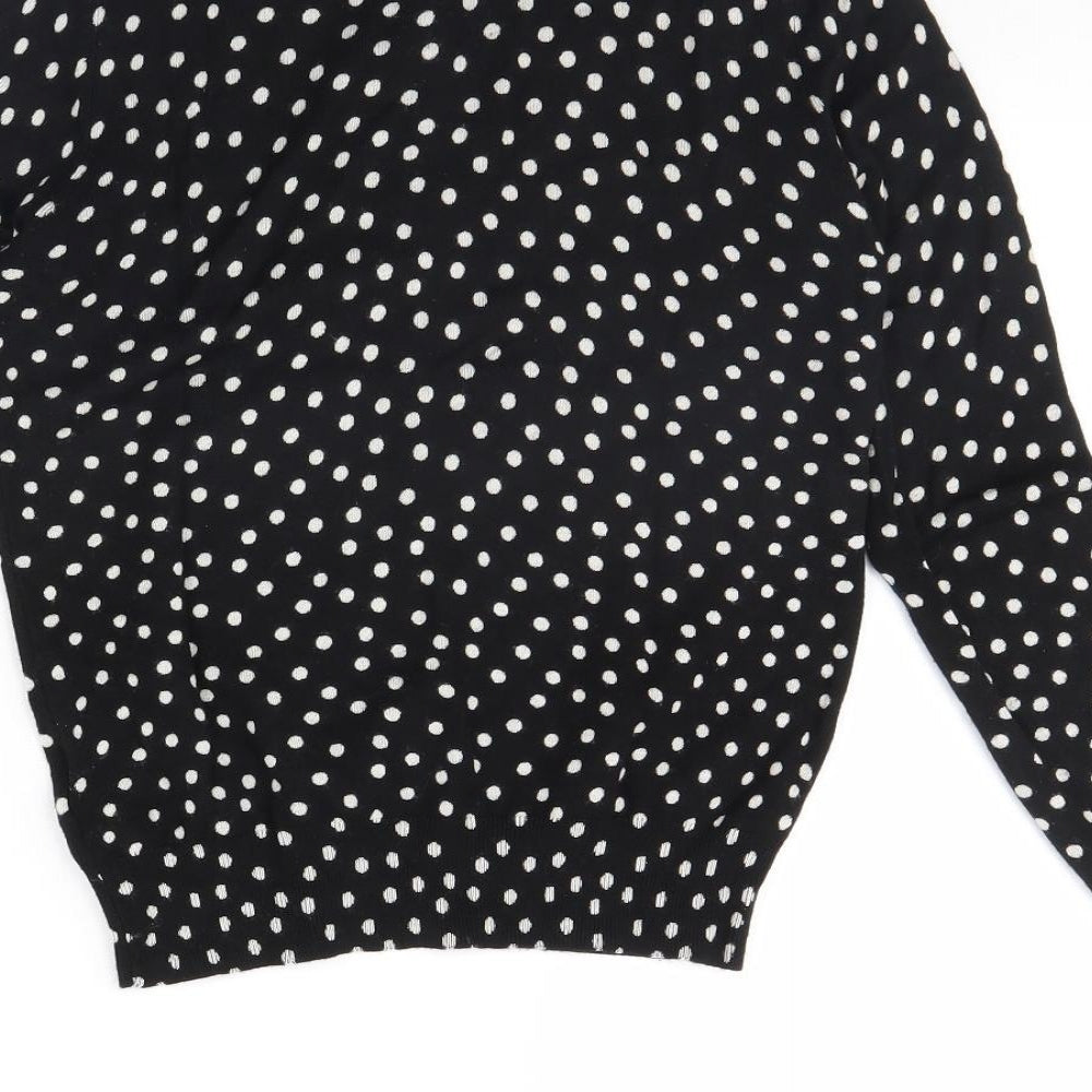 M&S Womens Black Polka Dot  Cardigan Jumper Size 10
