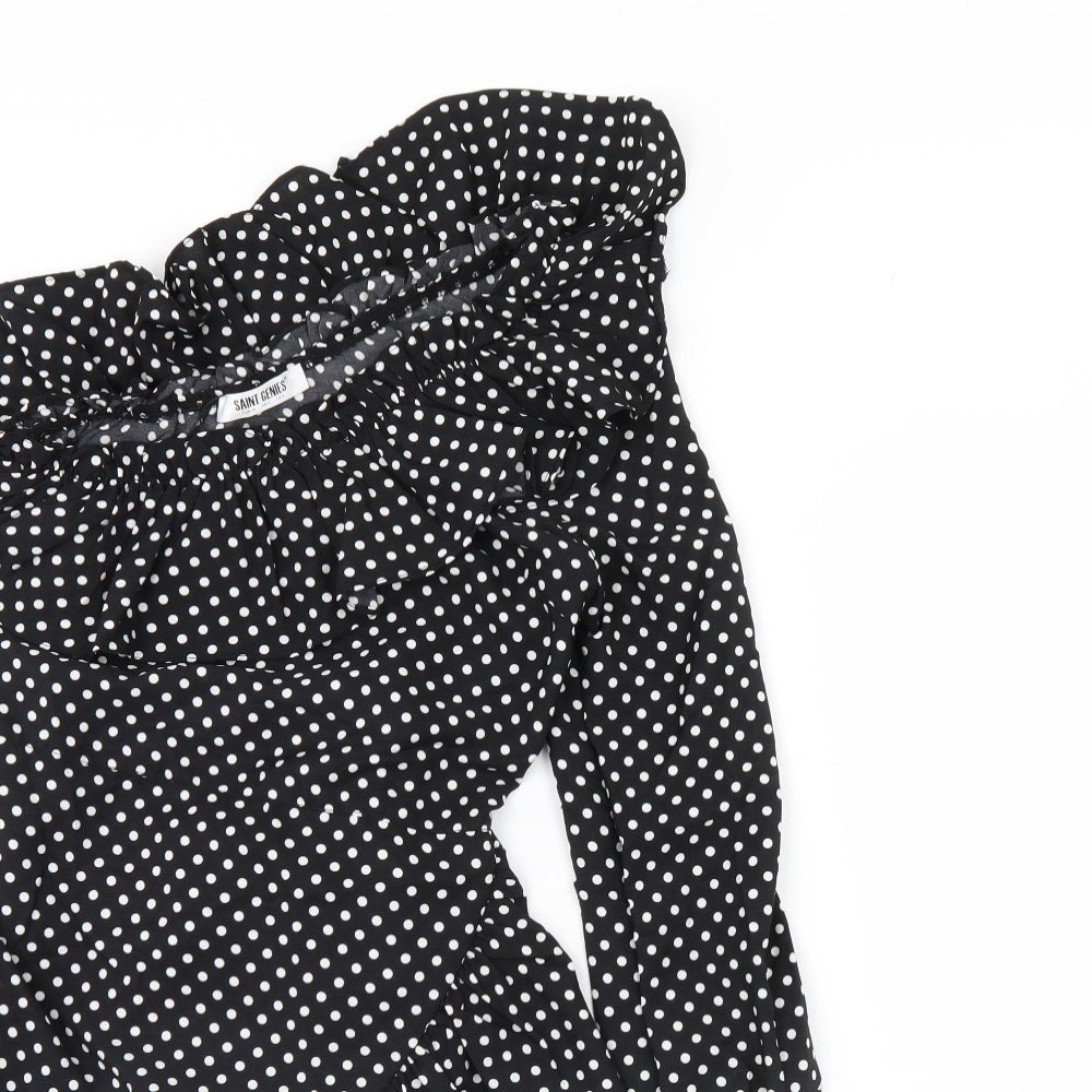 Saint Genies Womens Black Polka Dot  Mini  Size 6