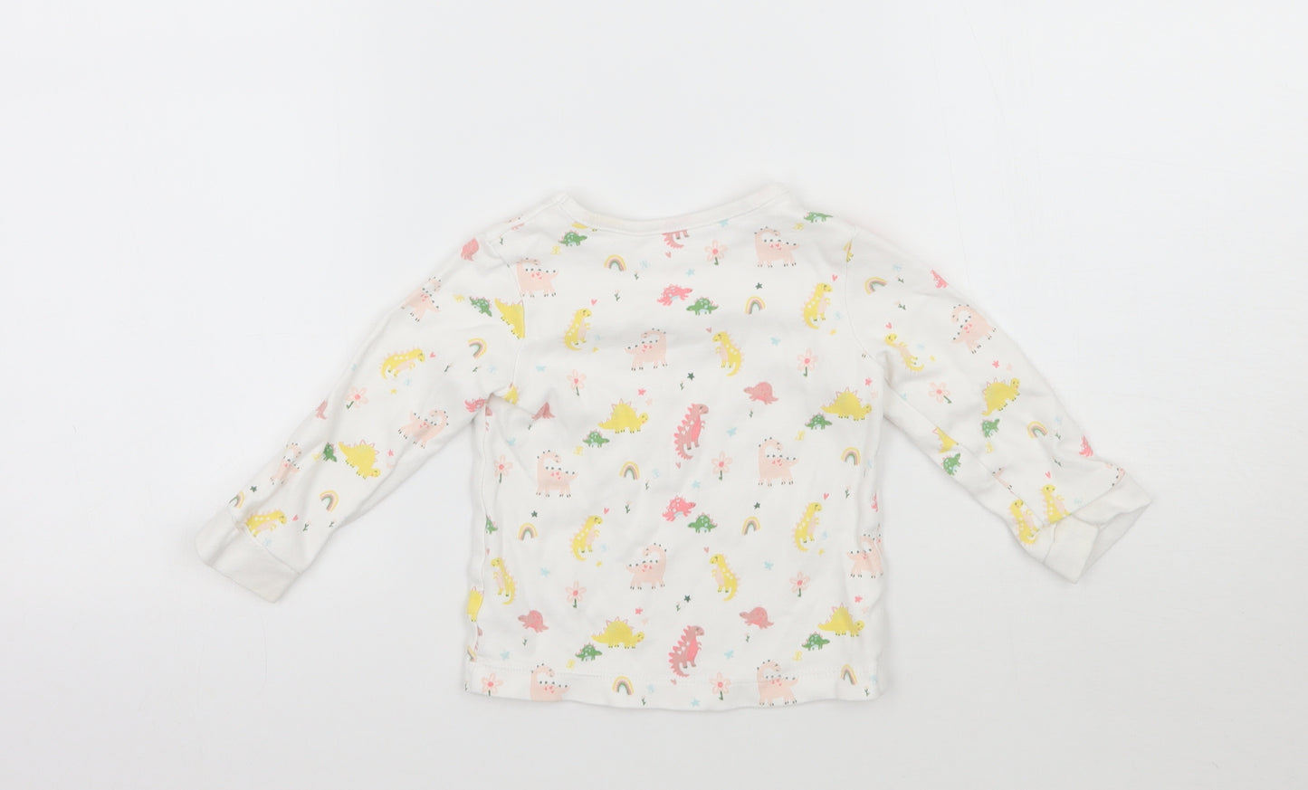 George Girls White Floral  Basic T-Shirt Size 12-18 Months
