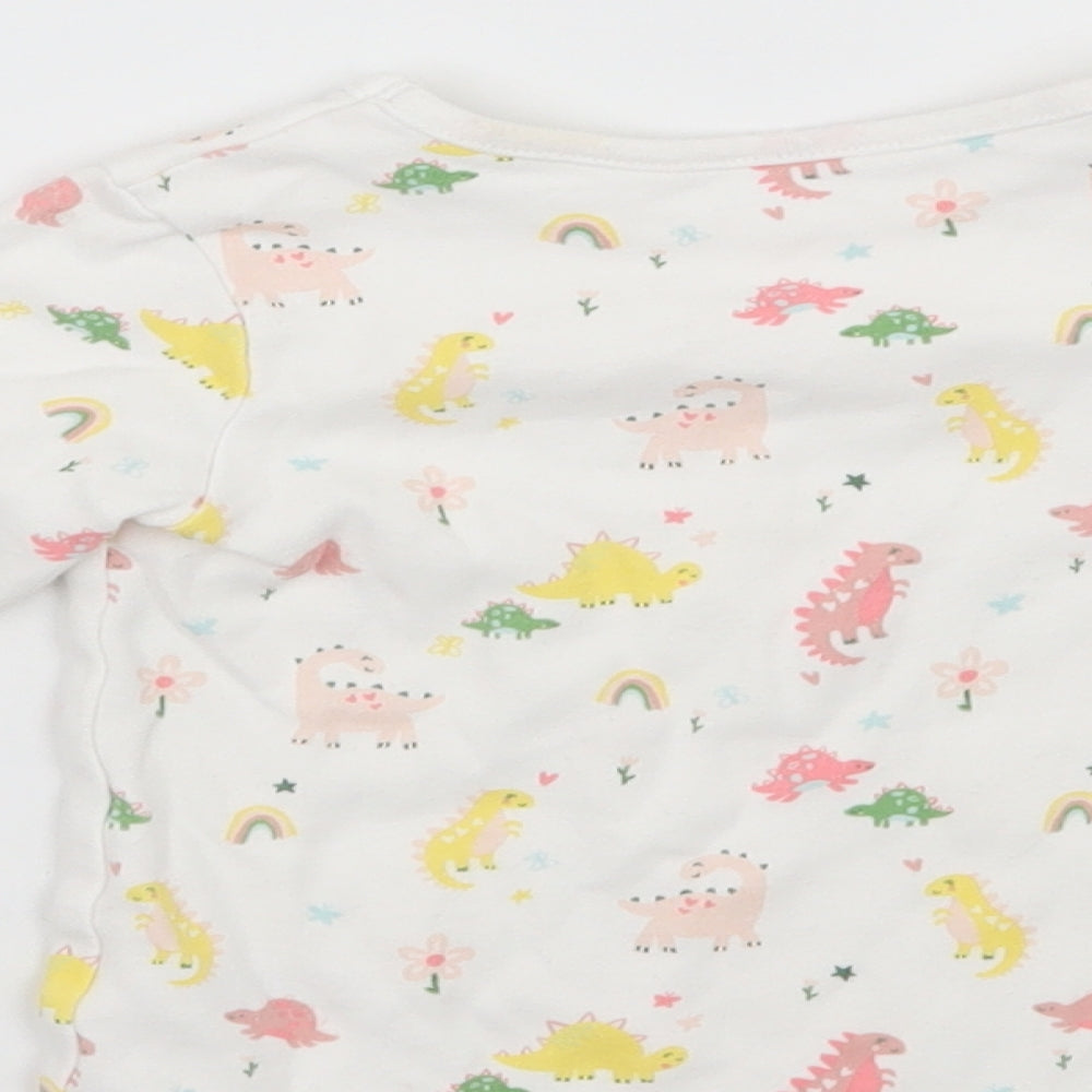 George Girls White Floral  Basic T-Shirt Size 12-18 Months