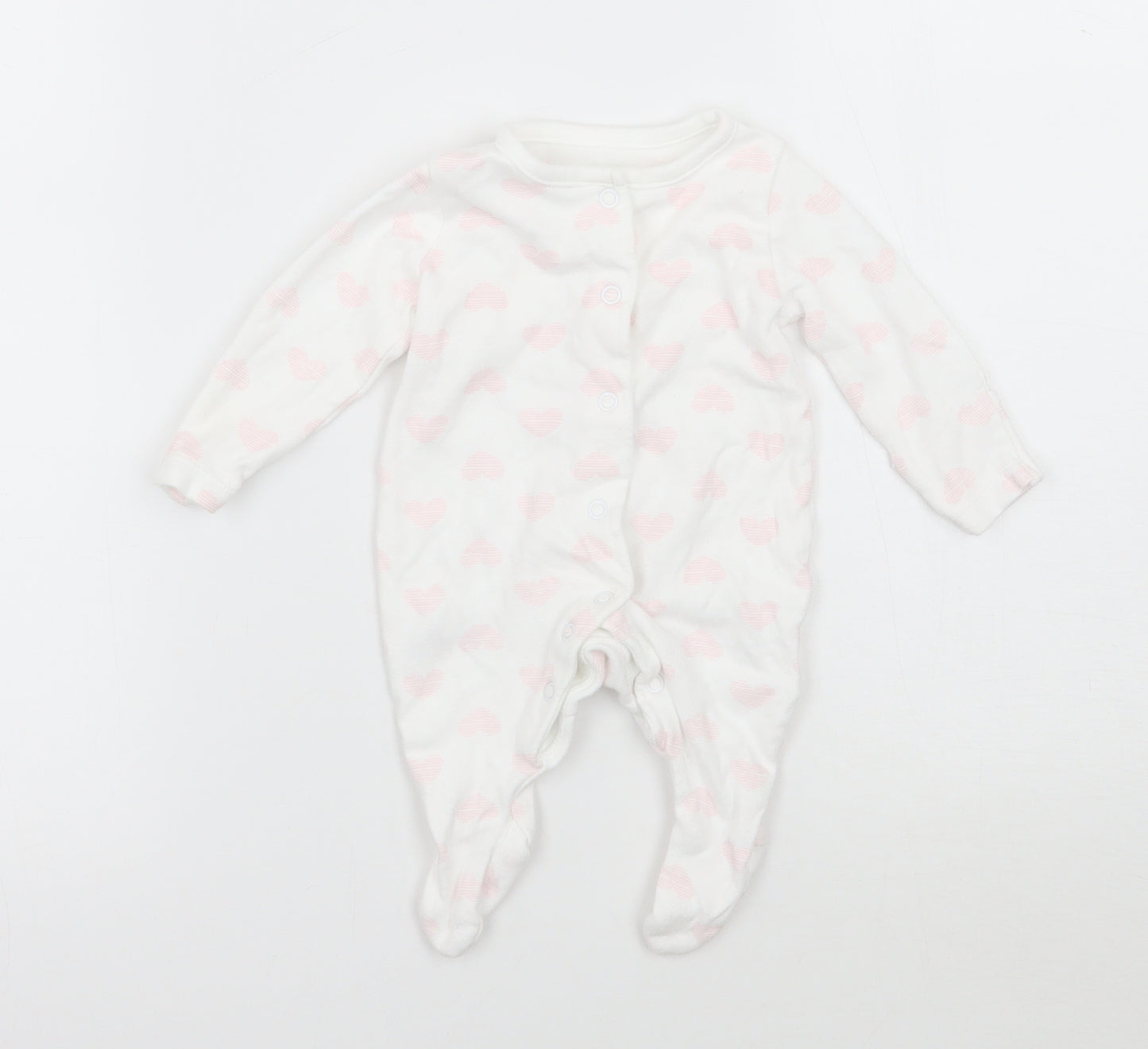 TU Girls White Geometric  Babygrow One-Piece Size Newborn
