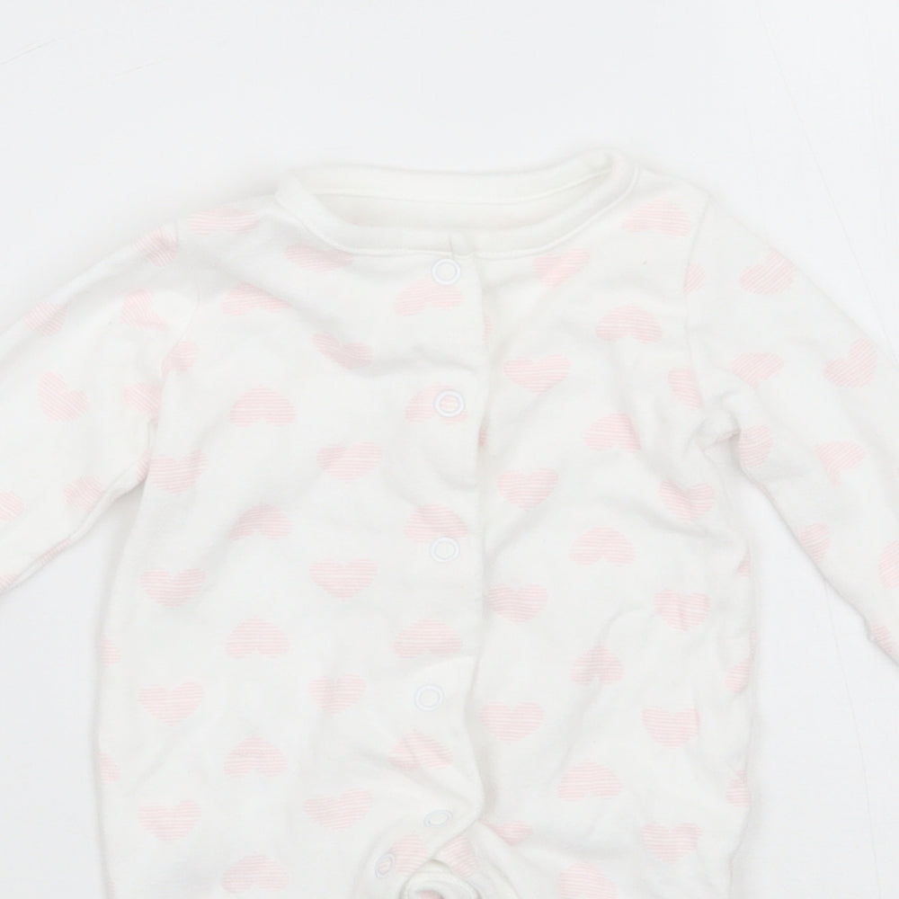 TU Girls White Geometric  Babygrow One-Piece Size Newborn