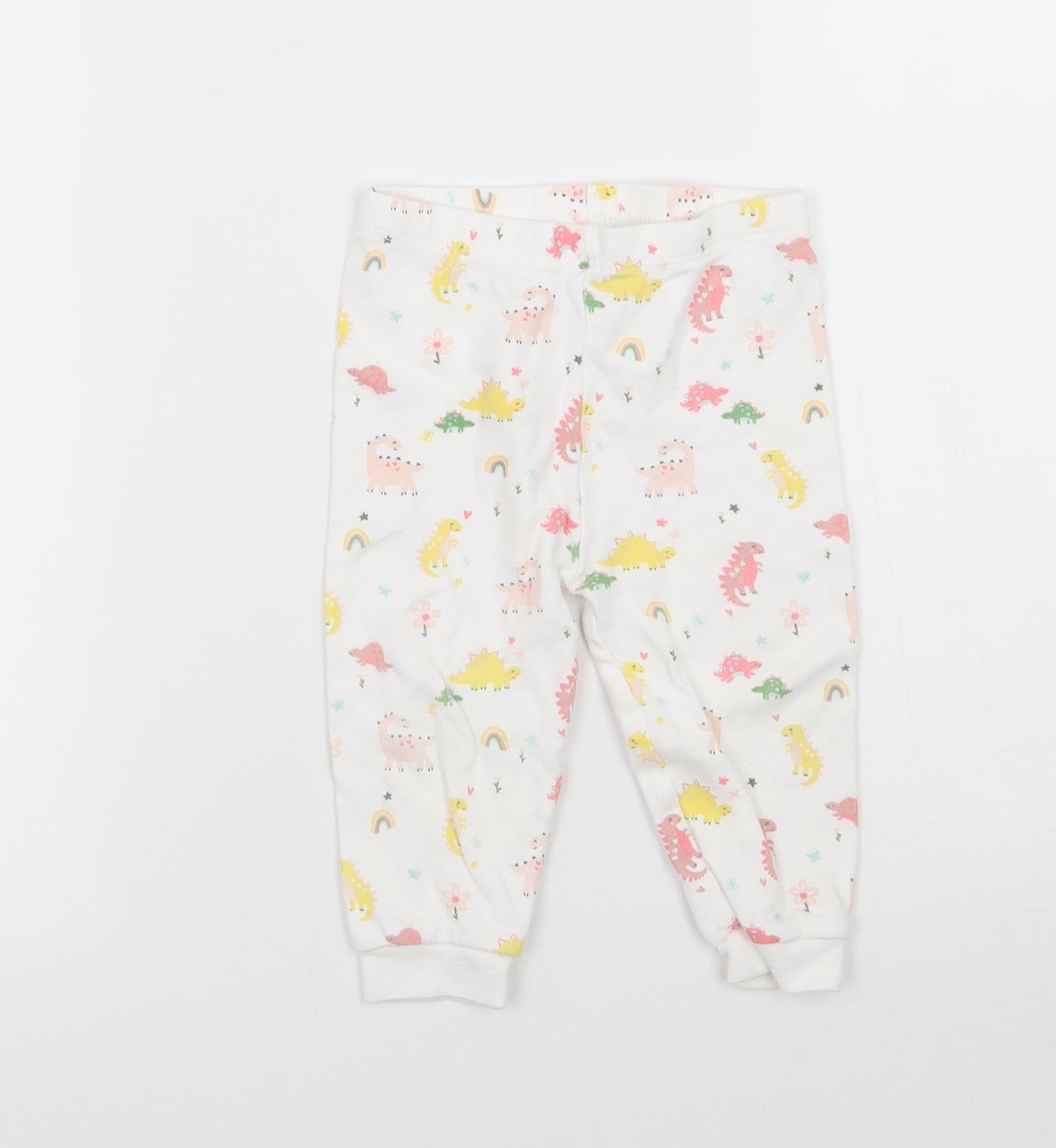 George Girls White Geometric  Sweatpants Trousers Size 9-12 Months
