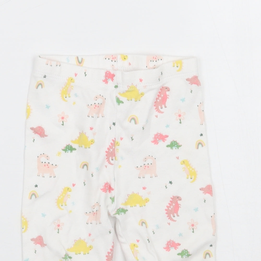 George Girls White Geometric  Sweatpants Trousers Size 9-12 Months