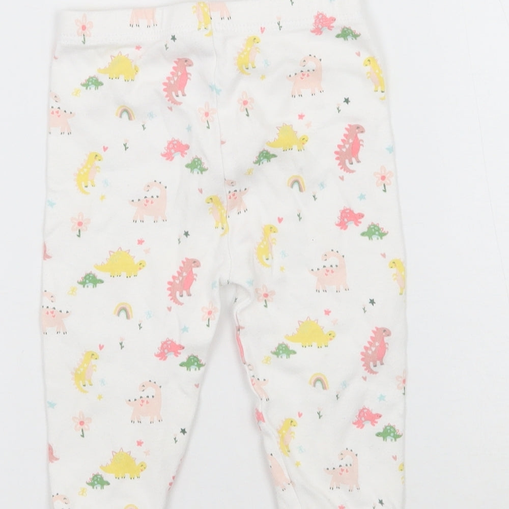 George Girls White Geometric  Sweatpants Trousers Size 9-12 Months