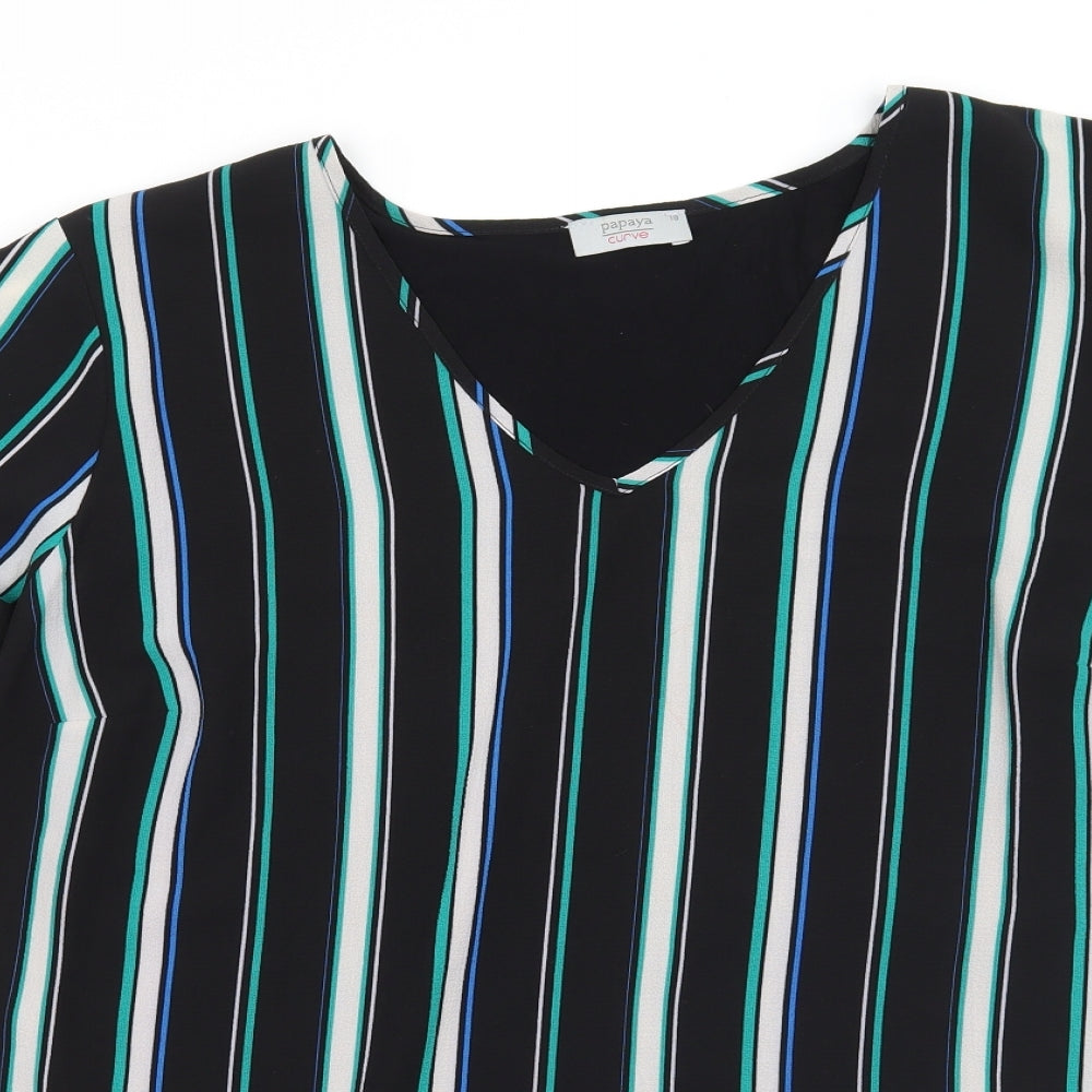 Papaya Womens Black Striped  Basic Blouse Size 18