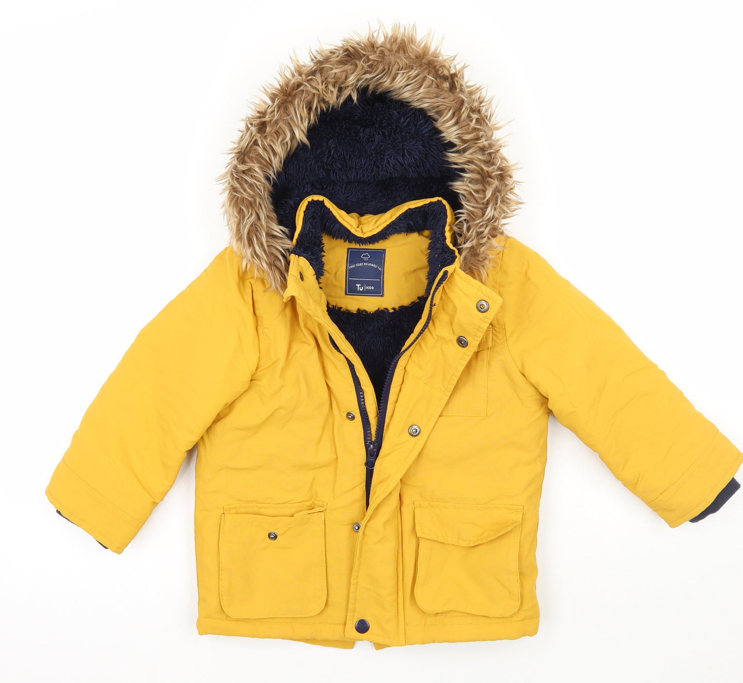 TU Boys Yellow   Jacket Coat Size 3-4 Years