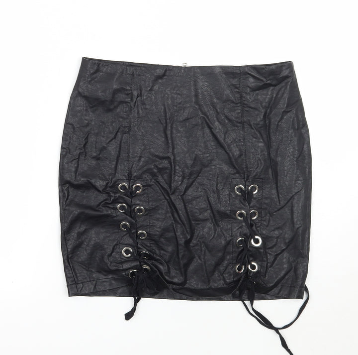 Vinceotto Womens Black   A-Line Skirt Size L
