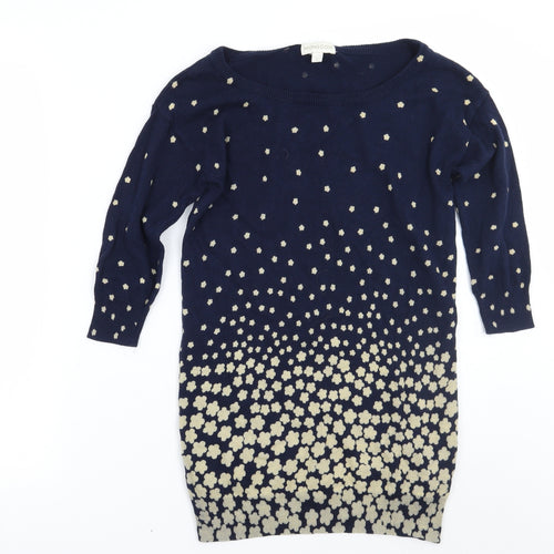 Monsoon Womens Blue Floral  Pullover Jumper Size S