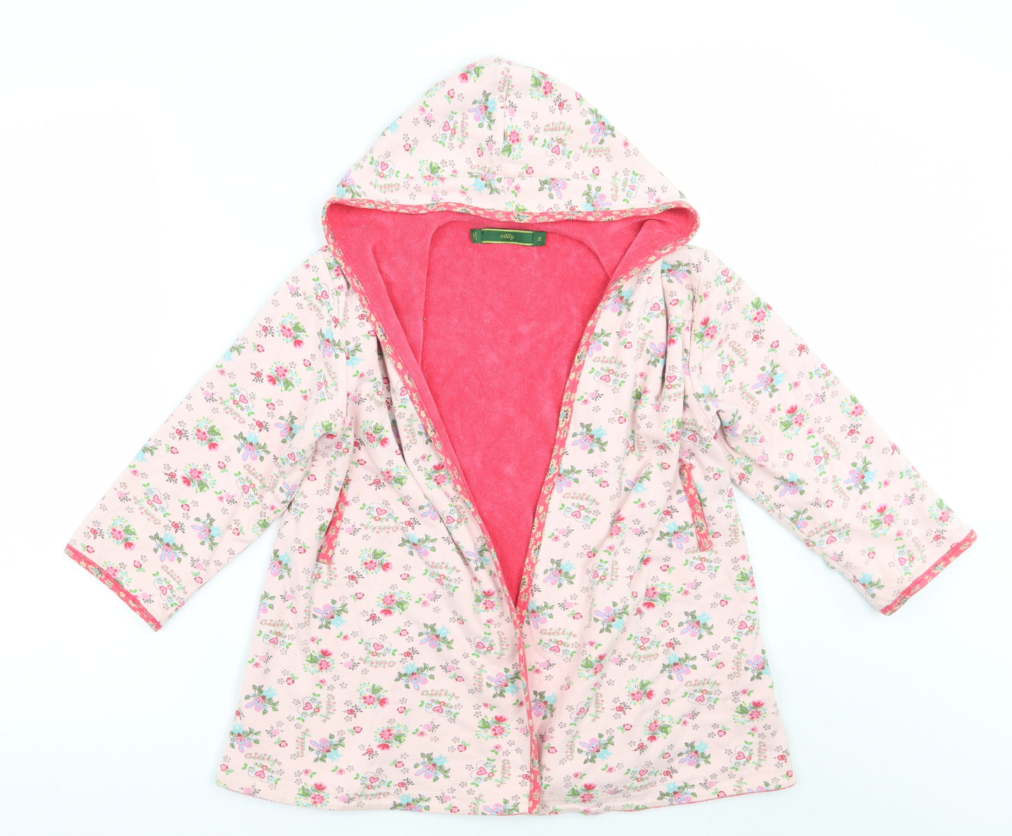 Oilily Girls Pink Floral  Cardigan Jumper Size 3-4 Years
