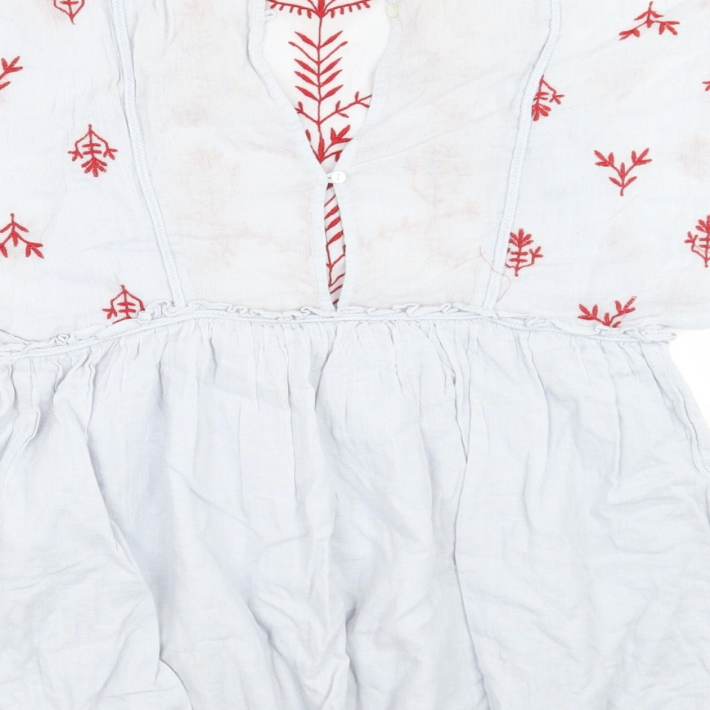 Zara Womens Blue Floral Rayon A-Line  Size L