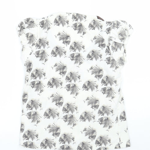 Dasdh Womens White Floral  Basic T-Shirt Size 10