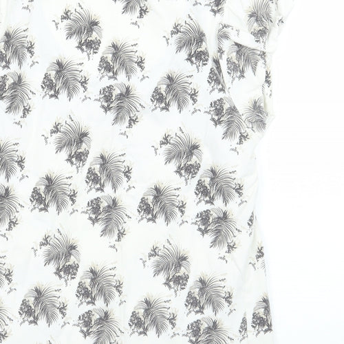 Dasdh Womens White Floral  Basic T-Shirt Size 10