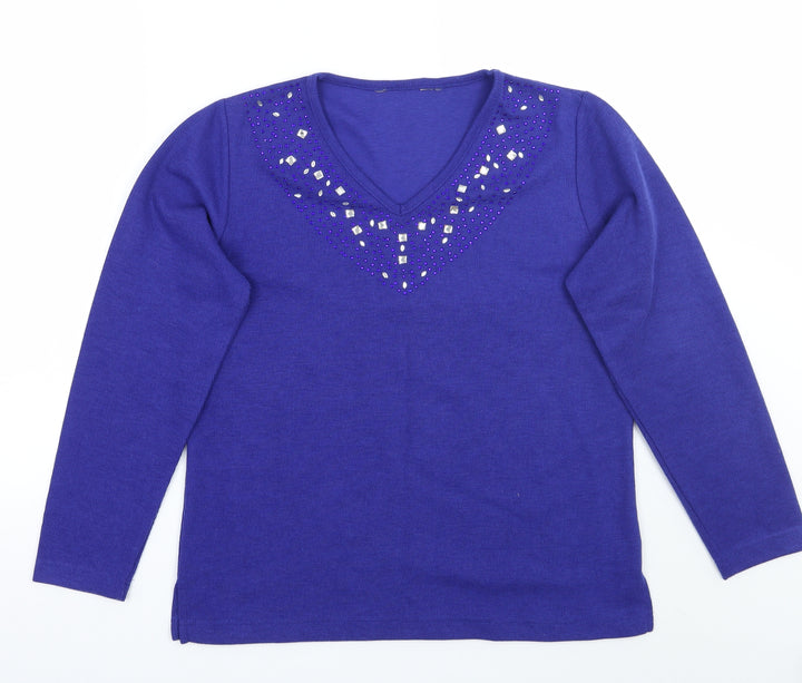 EWM Womens Purple Basic T-Shirt Size 14