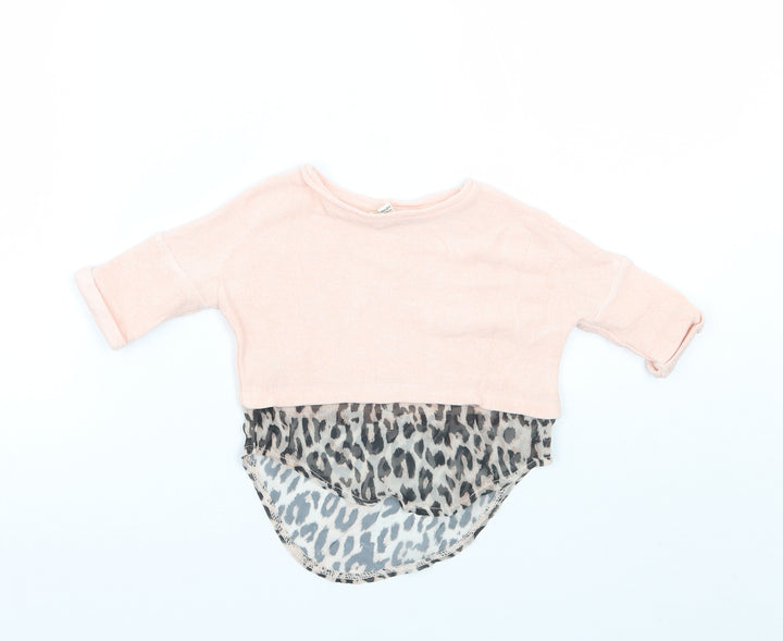 Mini Club Girls Pink Animal Print  Basic T-Shirt Size 0-3 Months