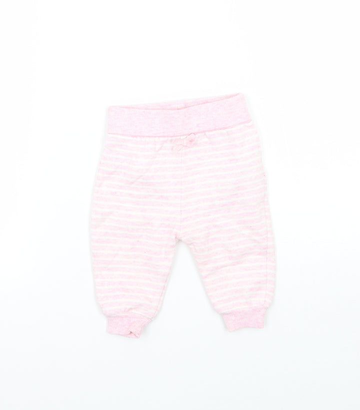 Earlydays Girls Pink Striped Sweatpants Trousers Size 0-3 Months