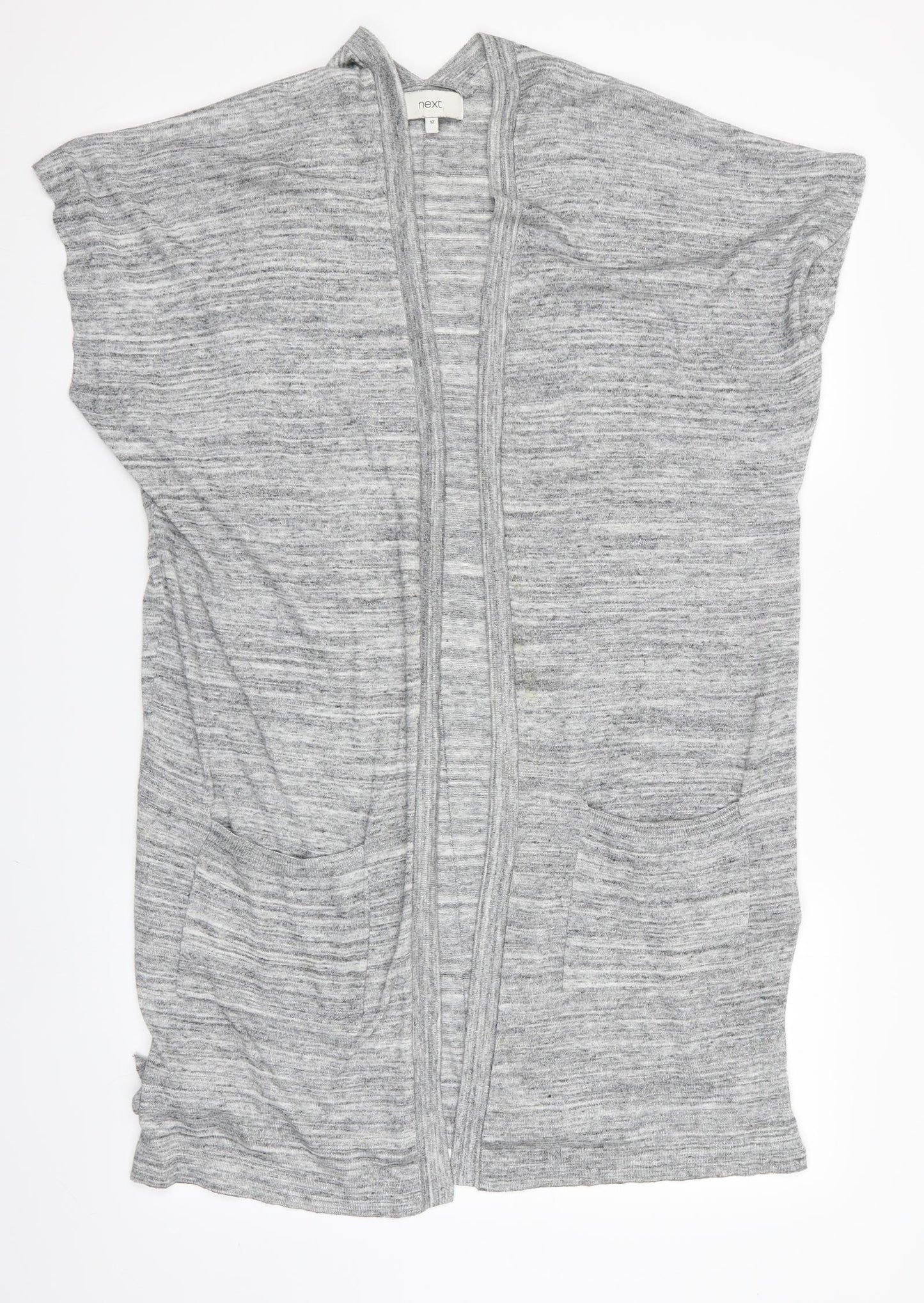 NEXT Womens Grey   Cardigan Jumper Size 12  - Longline Waistcoat Style