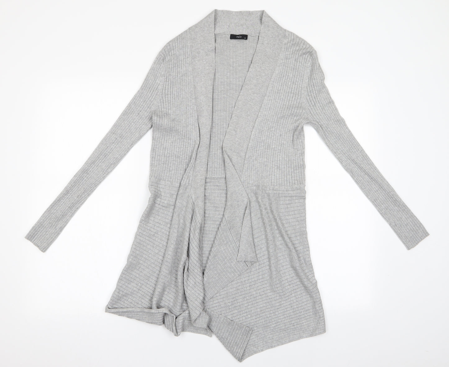 M&Co Womens Grey   Cardigan Jumper Size 12  - Waterfall Cardigan