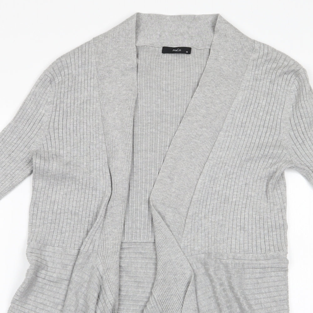 M&Co Womens Grey   Cardigan Jumper Size 12  - Waterfall Cardigan