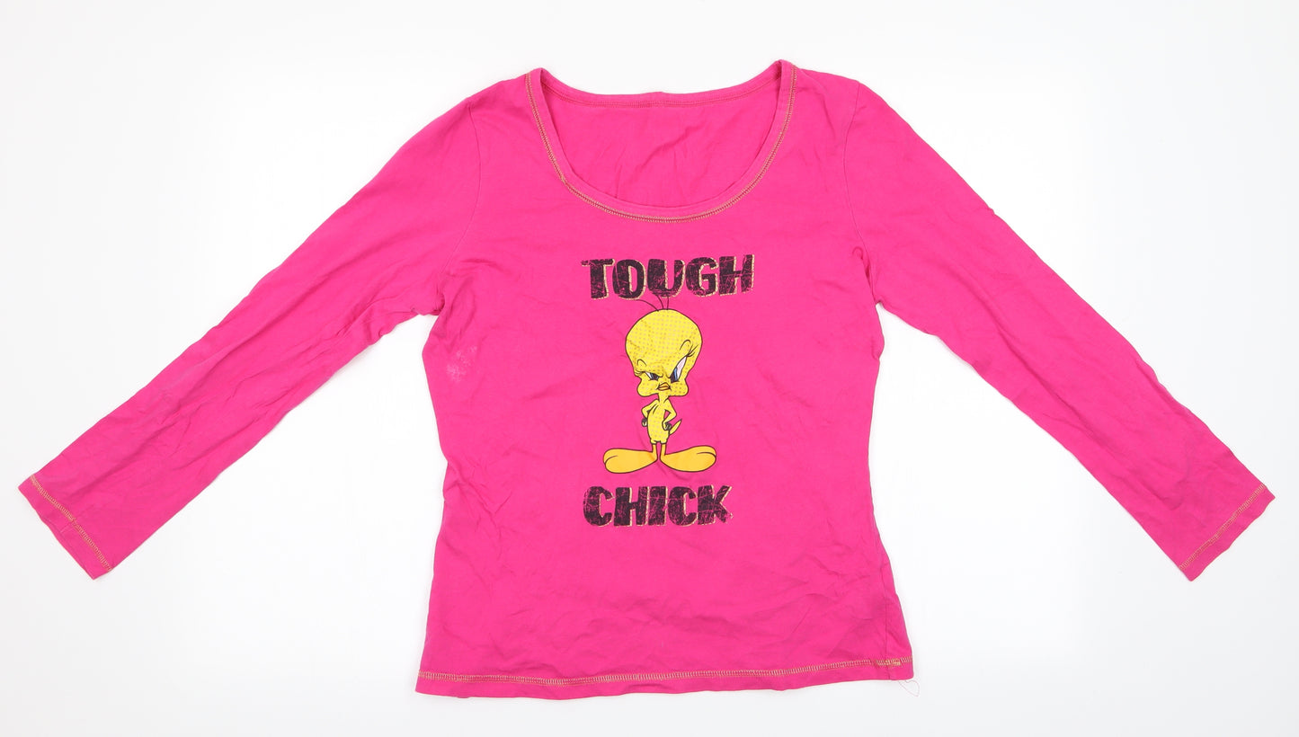 George Womens Pink Animal Print   Pyjama Top Size 12  - Tweety Pie - Tough Chick