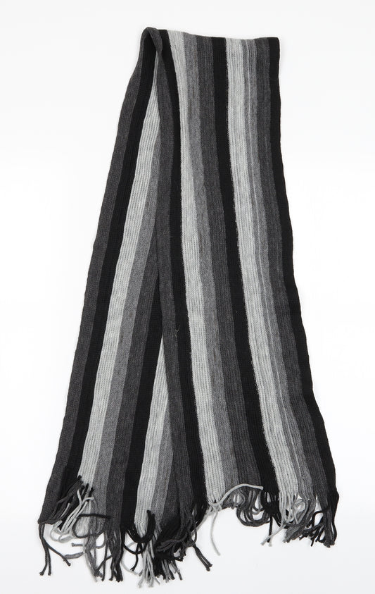 HLA Lon Mens Grey Striped  Scarf  One Size
