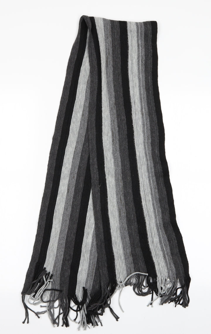 HLA Lon Mens Grey Striped  Scarf  One Size
