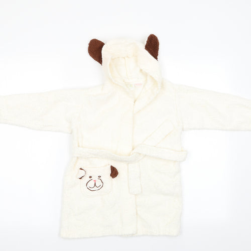 IRS Needs Boys Ivory Animal Print   Gown Size 2-3 Years  - Dog on pocket and ears on hood