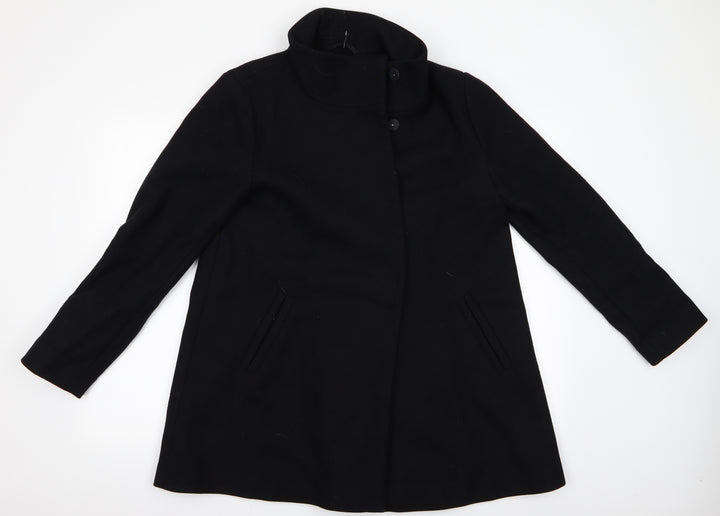 Hallhuber Womens Black Overcoat Coat Size 14