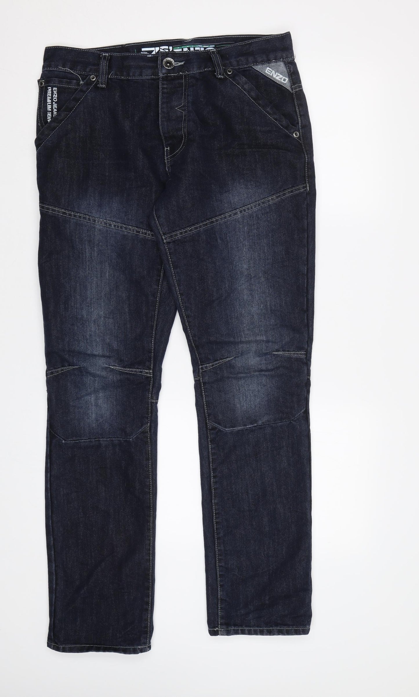 Ze Enzo Mens Blue   Straight Jeans Size 32 L30 in